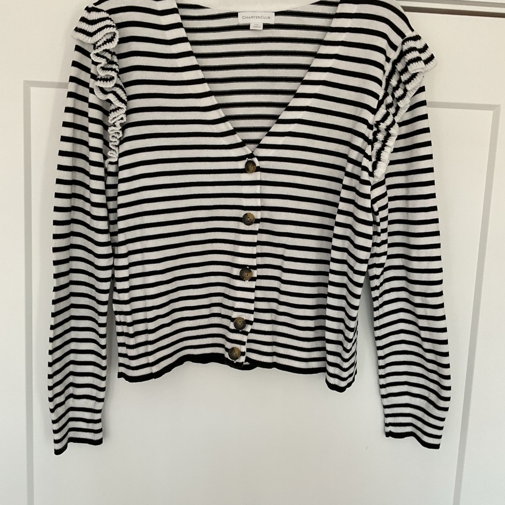 Charter Club Black and White Striped Women's Top